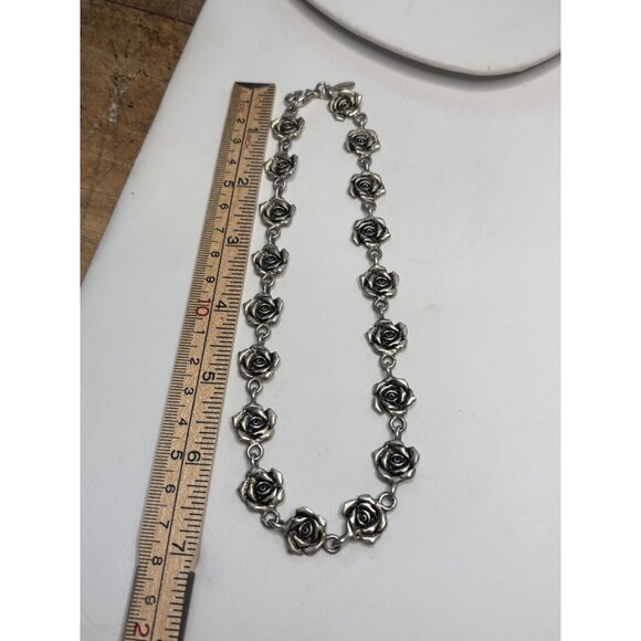 Express Silver Rose Link Necklace Vintage-Inspired Elegant Floral Design For Wom - Picture 2 of 12